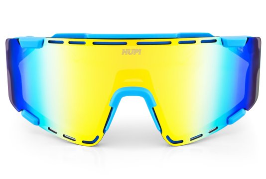 Óculos de Sol HUPI Vapor Azul e Branco - Lente Dourado Espelhado