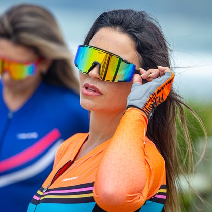 Óculos de Sol HUPI Vapor Preto e Amarelo - Lente Amarelo Espelhado
