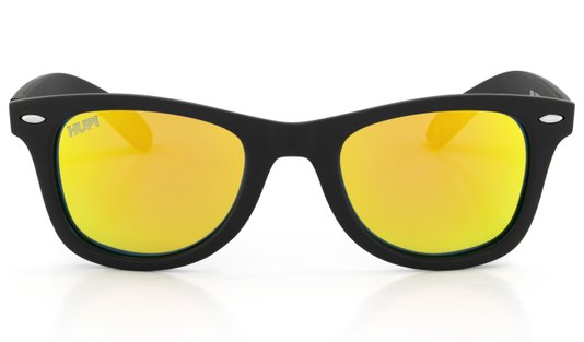 Óculos de Sol HUPI Wave Armação Preto Lente Dourado Espelhado
