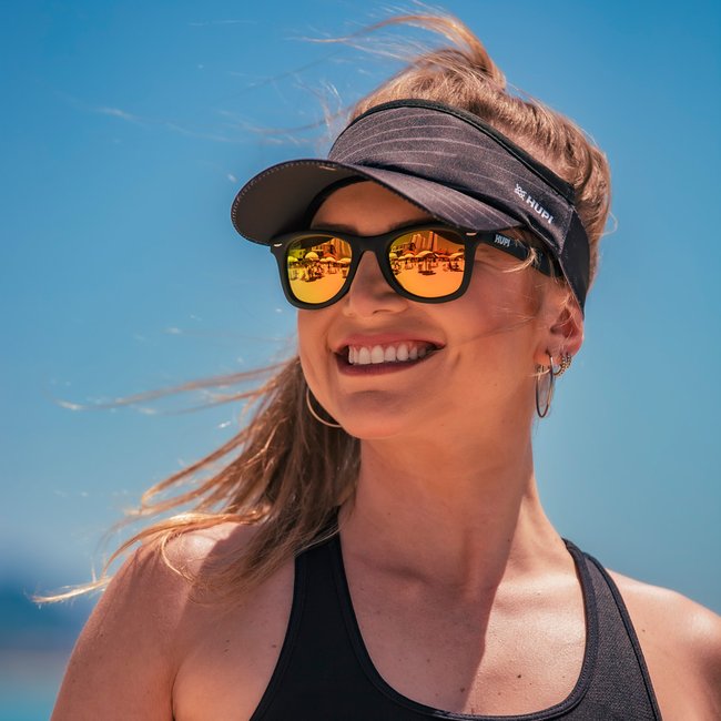 Óculos de Sol HUPI Wave Armação Preto Lente Dourado Espelhado