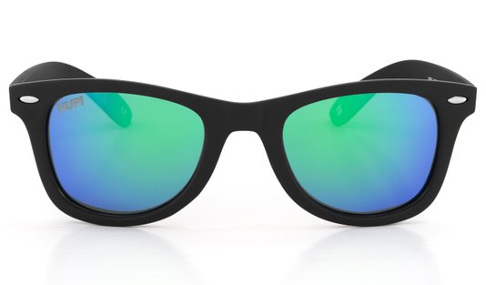Óculos de Sol HUPI Wave Armação Preto Lente Verde Espelhado