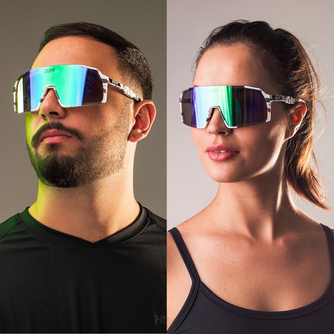 Óculos de Sol HUPI Andez Camo Preto e Cinza - Lente Verde Espelhado