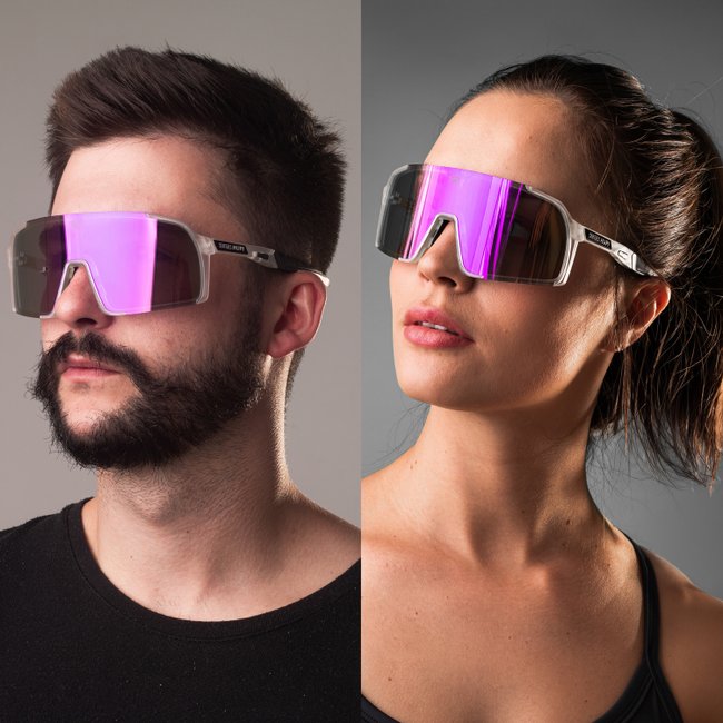 Óculos de Sol HUPI Andez Sertões Cristal - Lente Roxo Espelhado 