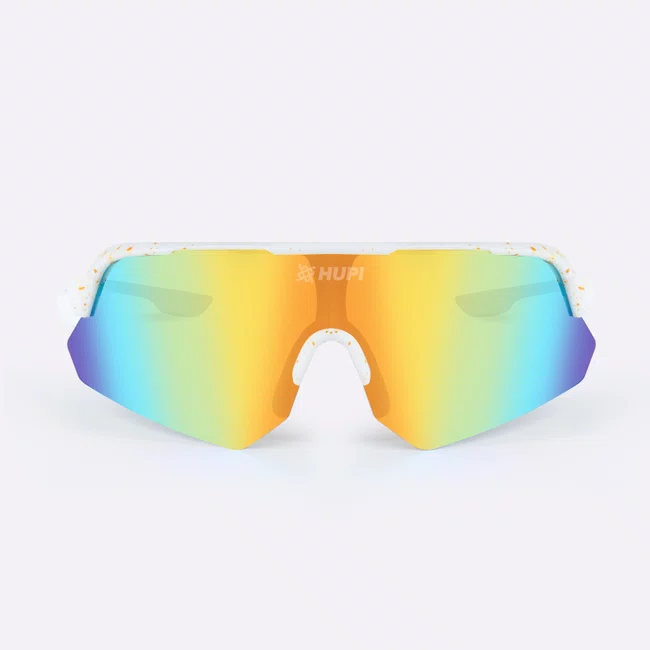 Óculos de Sol HUPI Core Branco Lente Dourado Espelhado
