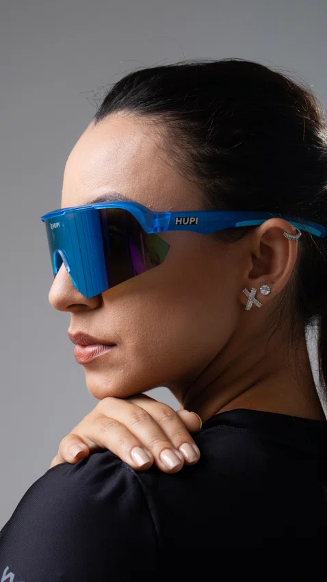 Óculos de Sol HUPI Core Cristal Azul Lente Azul Espelhado
