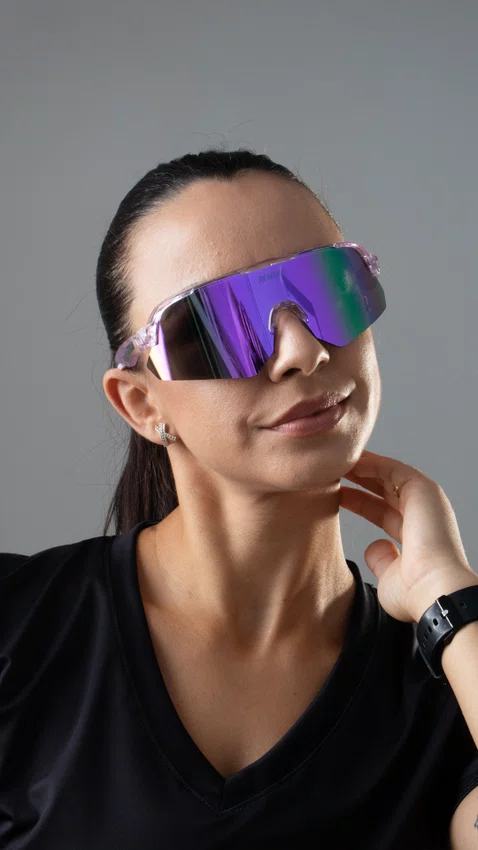 Óculos de Sol HUPI Core Cristal Roxo Lente Roxo Espelhado