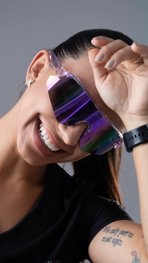 Óculos de Sol HUPI Core Cristal Roxo Lente Roxo Espelhado