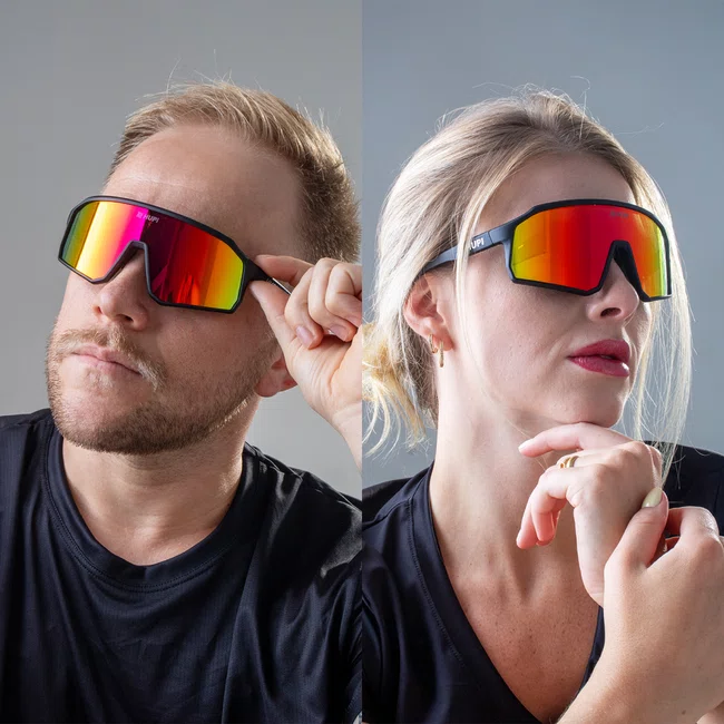 Óculos de Sol HUPI Edge Preto Lente Vermelho Espelhado