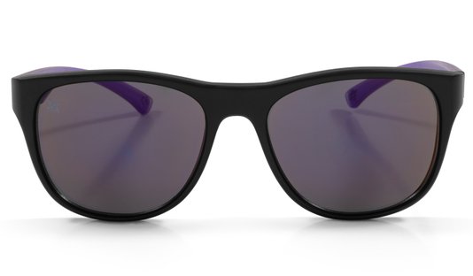 Óculos de Sol HUPI Macau Armação Preto Fosco e Roxo Lente Roxo Espelhado