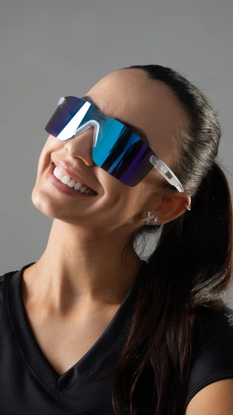 Óculos de Sol HUPI Nitro Cristal Lente Azul Espelhado