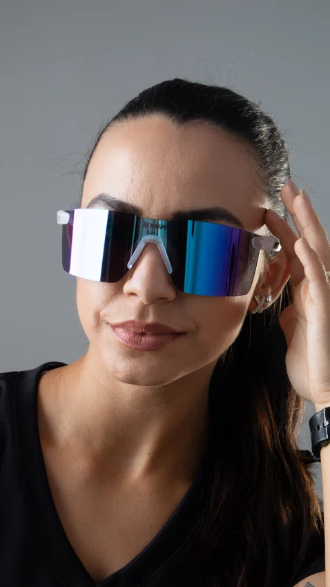 Óculos de Sol HUPI Nitro Cristal Lente Azul Espelhado