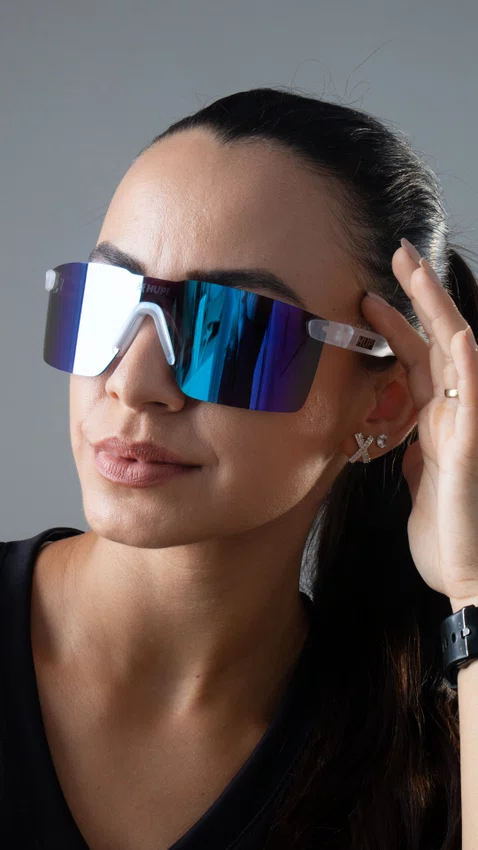 Óculos de Sol HUPI Nitro Cristal Lente Azul Espelhado