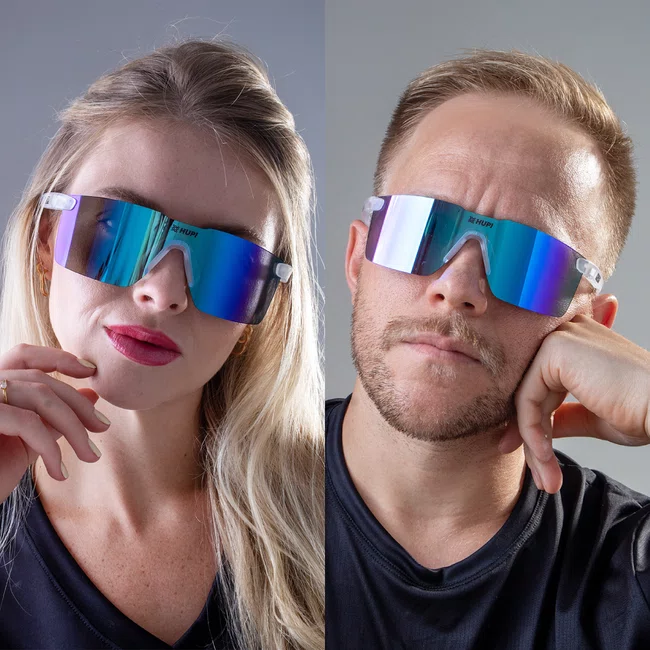 Óculos de Sol HUPI Nitro Cristal Lente Azul Espelhado