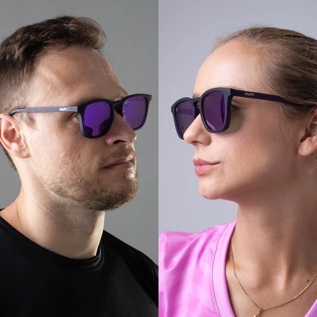 Óculos de Sol HUPI Rookie Cristal Roxo Lente Roxo Espelhado