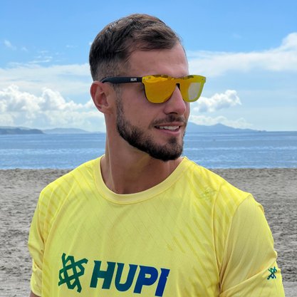 Óculos de Sol HUPI Seasons Preto - Lente Dourado Espelhada