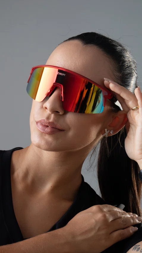 Óculos de Sol HUPI Sprint Cristal Lente Vermelho Espelhado