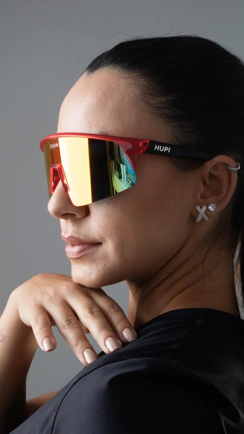 Óculos de Sol HUPI Sprint Cristal Lente Vermelho Espelhado