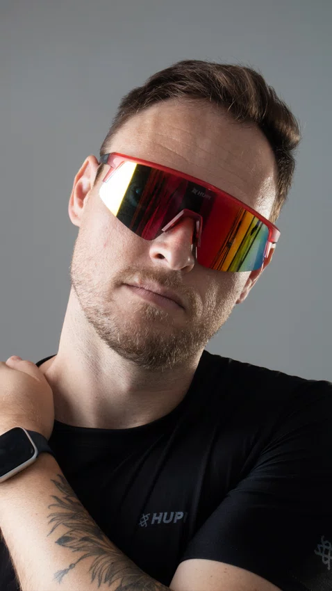 Óculos de Sol HUPI Sprint Cristal Lente Vermelho Espelhado