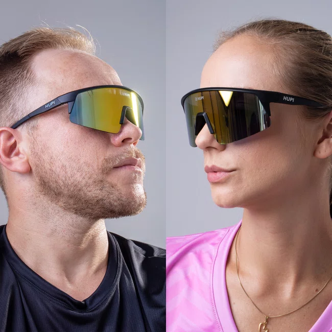 Óculos de Sol HUPI Sprint Preto Lente Dourado Espelhado