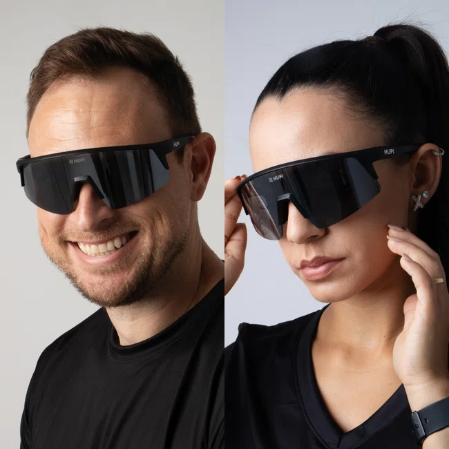 Óculos de Sol HUPI Sprint Preto Lente Prata Espelhado