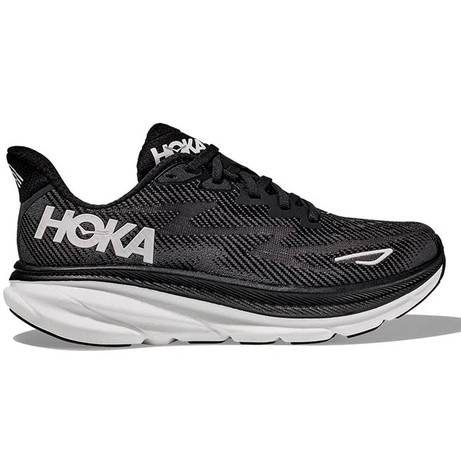 Tênis de Corrida Masculino Hoka Clifton 9 Preto e Branco