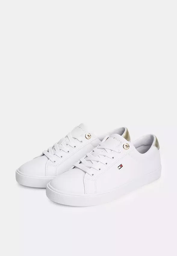Tênis Tommy Hilfiger Signature Tape Feminino Branco e Dourado