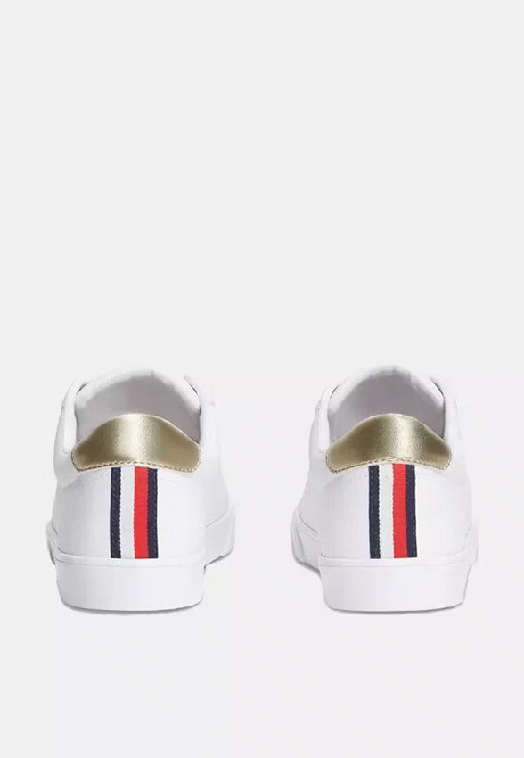 Tênis Tommy Hilfiger Signature Tape Feminino Branco e Dourado