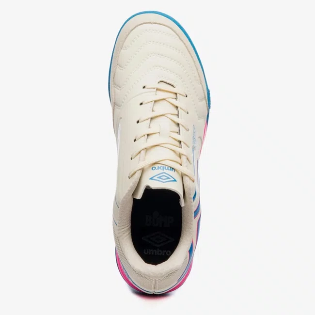 Chuteira Futsal Umbro Pro 5 Bump Club Masculina Bege e Rosa