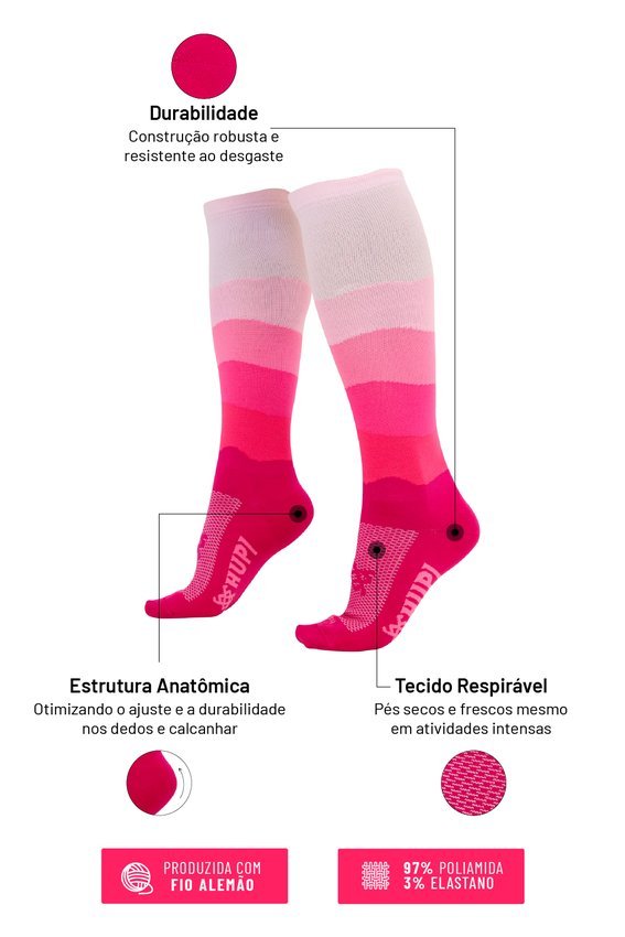 Meia HUPI Longa Colors Rosa