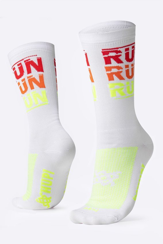 Meia HUPI Run Run Run Branco - LT para pés menores 34-38 Meia HUPI Run Run Run Branco - LT para pés menores 34-38