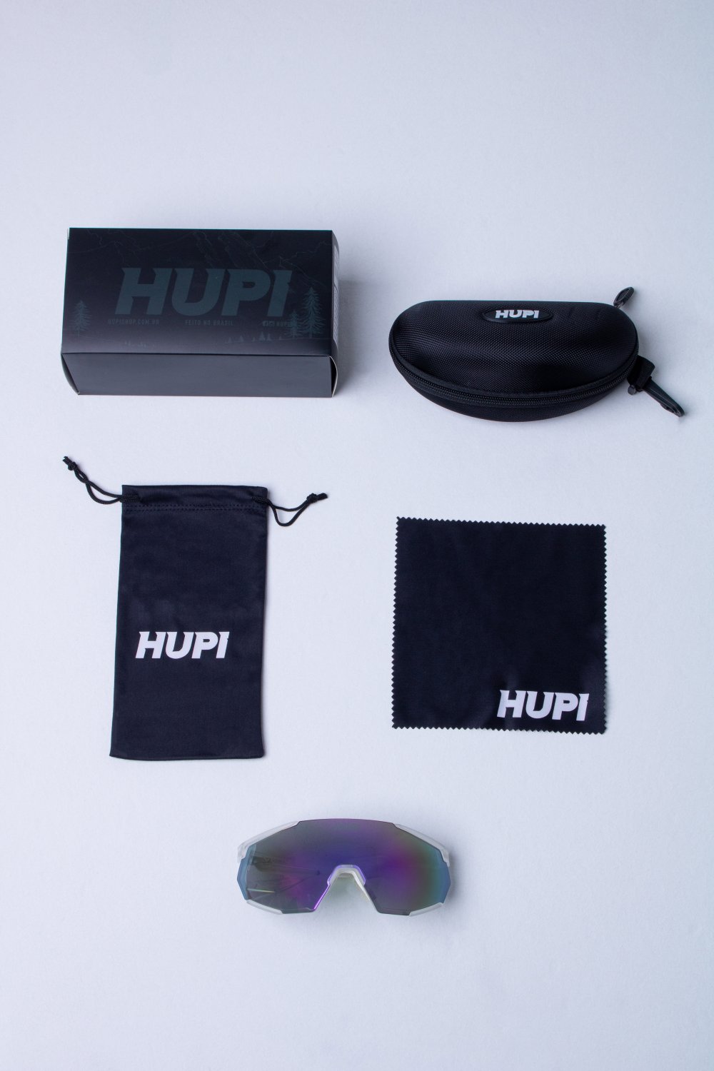 Óculos de Sol HUPI Aspen Armação Cristal Lente Roxo Espelhado Óculos de Sol HUPI Aspen Armação Cristal Lente Roxo Espelhado