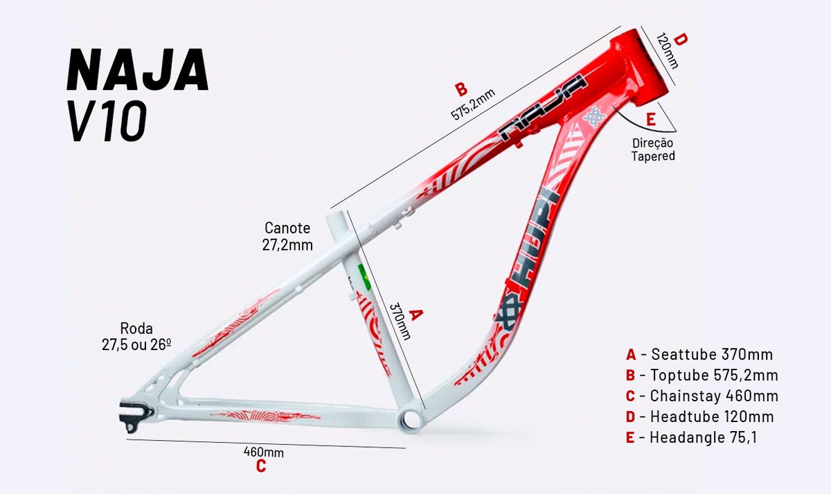 Quadro HUPI Naja V10 Branco e Vermelho Gancheira Horizontal