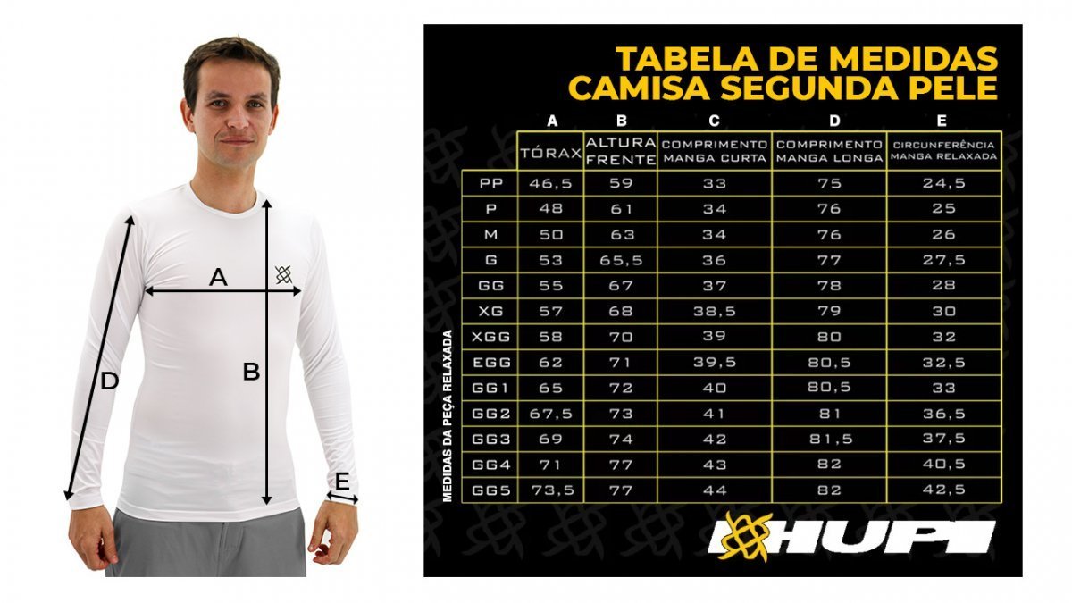Camiseta HUPI Segunda Pele Preto Thermal Unissex Camiseta HUPI Segunda Pele Preto Thermal Unissex