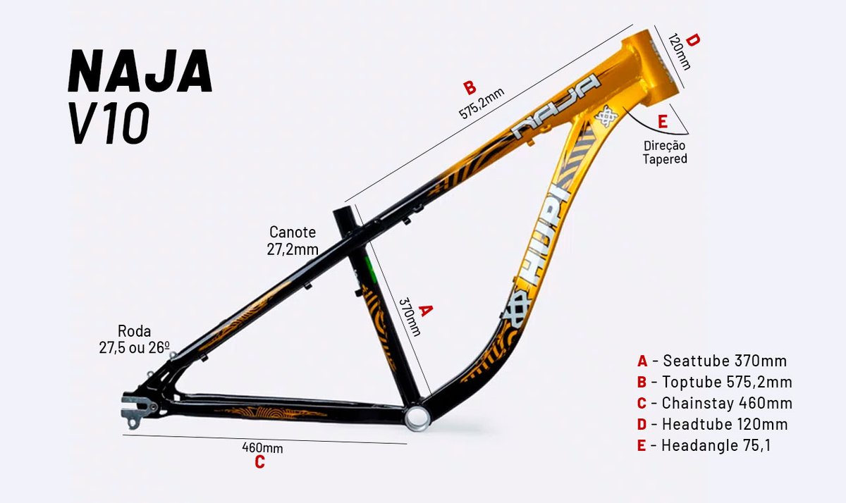 Quadro HUPI Naja V10 Preto e Dourado Gancheira Horizontal