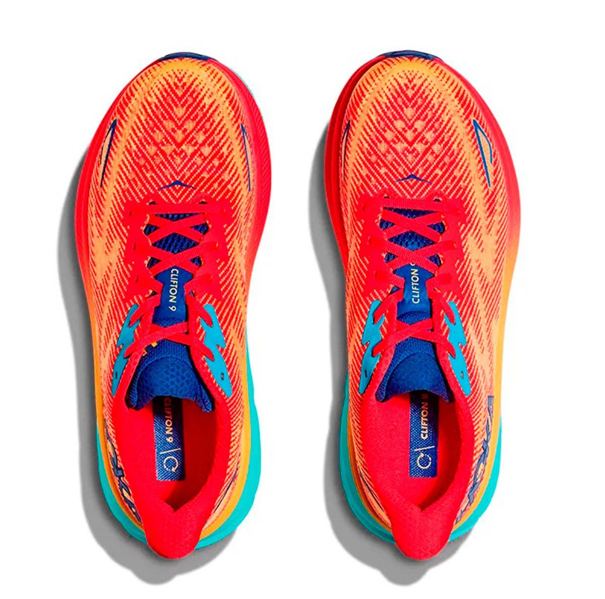 Tênis Hoka Clifton 9 Masculino Laranja e Azul Tênis Hoka Clifton 9 Masculino Laranja e Azul