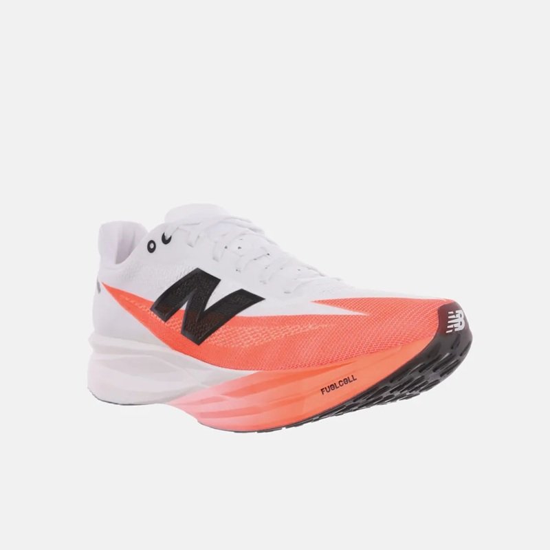 Tênis New Balance FuelCell SuperComp Elite v5 Feminino Branco/Laranja Neon Tênis New Balance FuelCell SuperComp Elite v5 Feminino Branco/Laranja Neon