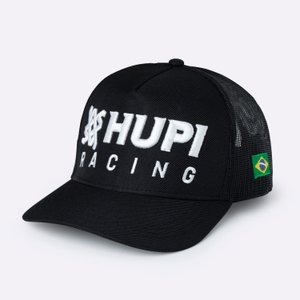 Boné HUPI Racing Preto/Branco Bordado