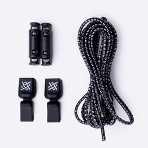 Cadarço Elástico HUPI Laces Preto com Duas Riscas Cinza