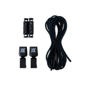 Cadarço Elástico HUPI LACES Preto Risca Azul