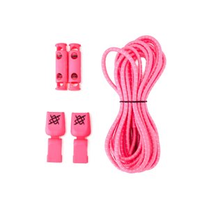 Cadarço Elástico HUPI LACES Rosa Neon Risca Branca