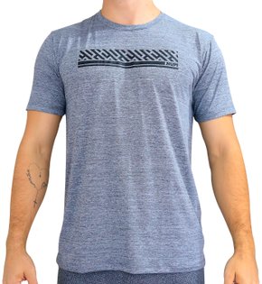 Camiseta HUPI Grid Masculina Manga Curta Cinza Mescla