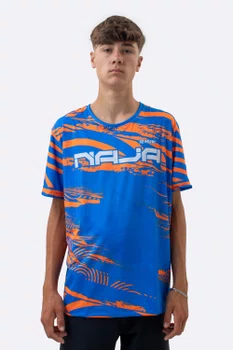 Camiseta Masculina HUPI Bike Naja V10 Azul e Laranja
