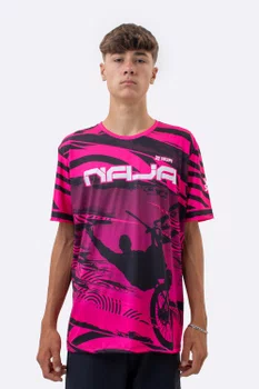Camiseta Masculina HUPI Bike Naja V10 Pink e Preto