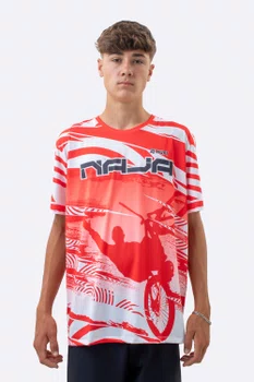 Camiseta Masculina HUPI Bike Naja V10 Vermelho e Branco