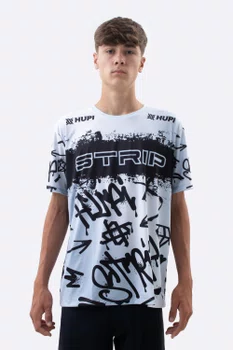 Camiseta Masculina HUPI Bike STRIP Cinza e Branco