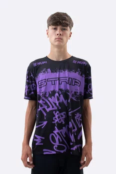 Camiseta Masculina HUPI Bike STRIP Preto e Roxo