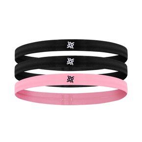 Faixa de Cabelo HUPI Kit 03 Preto Preto Rosa