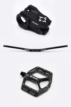 Kit Guidão + Mesa 50mm + Pedal Hupi Strip Preto