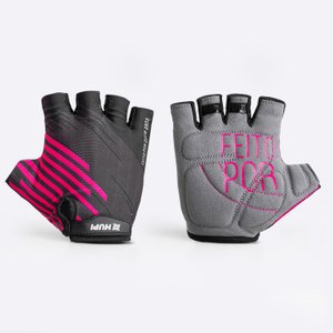 Luva Ciclismo HUPI Eco Dedo Curto Lines Pink