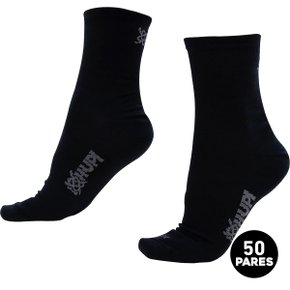 Meia HUPI Casual Cano Longo Algodão Preto - Kit 50 Pares Unissex